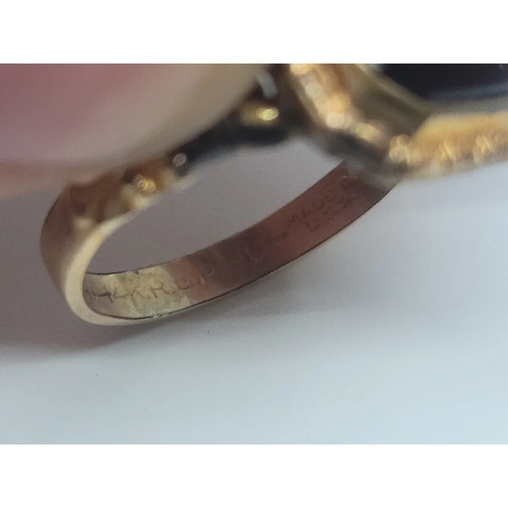 VINTAGE DAUGHTERS OF REBEKAH MARKED 1/30 14K GOLD R.G.P. ENAMELED RING SIZE UNK